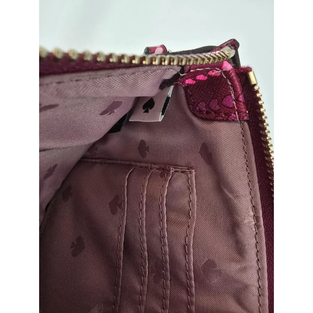 Kate Spade‎ New York Wristlet Tini Shore Street Heart Stripes Red Pink Cranberry